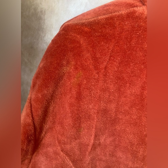 Vintage 1970s Left Bank Velour Orange Long Sleeve Polo Style Shirt XL - Picture 4 of 6